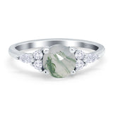 Art Deco Round Natural Stone Wedding Ring