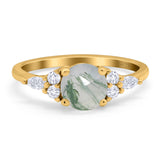Art Deco Round Natural Stone Wedding Ring
