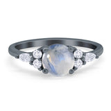 Art Deco Round Natural Stone Wedding Ring