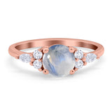 Art Deco Round Natural Stone Wedding Ring