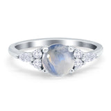 Art Deco Round Natural Stone Wedding Ring