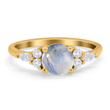 Art Deco Round Natural Stone Wedding Ring