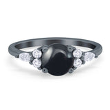 Art Deco Round Natural Stone Wedding Ring