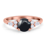 Art Deco Round Natural Stone Wedding Ring