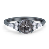 Art Deco Round Natural Stone Wedding Ring