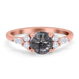 Art Deco Round Natural Stone Wedding Ring