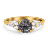 Art Deco Round Natural Stone Wedding Ring