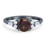 Art Deco Round Natural Stone Wedding Ring