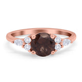 Art Deco Round Natural Stone Wedding Ring