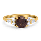 Art Deco Round Natural Stone Wedding Ring