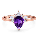 Pear Teardrop Natural Stone Wedding Ring