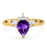 Pear Teardrop Natural Stone Wedding Ring