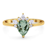 Pear Teardrop Natural Stone Wedding Ring