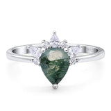 Pear Teardrop Natural Stone Wedding Ring