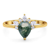 Pear Teardrop Natural Stone Wedding Ring