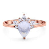 Pear Teardrop Natural Stone Wedding Ring