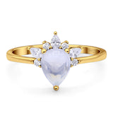 Pear Teardrop Natural Stone Wedding Ring