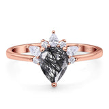Pear Teardrop Natural Stone Wedding Ring