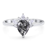 Pear Teardrop Natural Stone Wedding Ring
