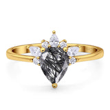 Pear Teardrop Natural Stone Wedding Ring