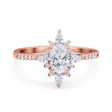 Oval Natural Stone Floral  Ring