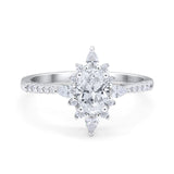 Oval Natural Stone Floral  Ring