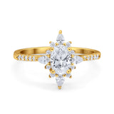 Oval Natural Stone Floral  Ring