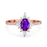 Oval Natural Stone Floral  Ring