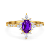 Oval Natural Stone Floral  Ring