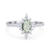 Oval Natural Stone Floral  Ring