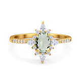 Oval Natural Stone Floral  Ring