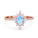 Oval Natural Stone Floral  Ring