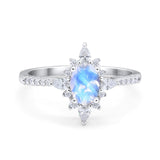 Oval Natural Stone Floral  Ring