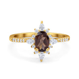 Oval Natural Stone Floral  Ring