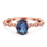 Art Deco Oval Natural Stone Solitaire Ring