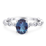 Art Deco Oval Natural Stone Solitaire Ring