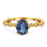 Art Deco Oval Natural Stone Solitaire Ring