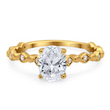 Art Deco Oval Natural Stone Solitaire Ring