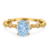 Art Deco Oval Natural Stone Solitaire Ring