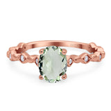 Art Deco Oval Natural Stone Solitaire Ring