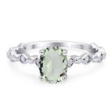 Art Deco Oval Natural Stone Solitaire Ring