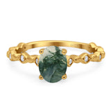 Art Deco Oval Natural Stone Solitaire Ring