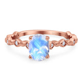 Art Deco Oval Natural Stone Solitaire Ring