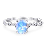 Art Deco Oval Natural Stone Solitaire Ring