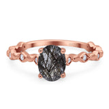 Art Deco Oval Natural Stone Solitaire Ring