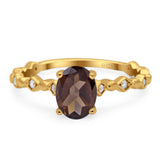 Art Deco Oval Natural Stone Solitaire Ring