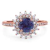 Art Deco Round Natural Stone Floral Ring