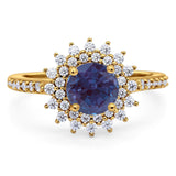 Art Deco Round Natural Stone Floral Ring