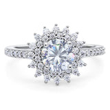 Art Deco Round Natural Stone Floral Ring