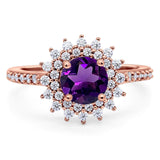 Art Deco Round Natural Stone Floral Ring